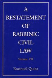 Cover of: A Restatement of Rabbinic Civil Law by Emanuel B. Quint