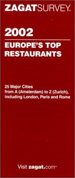Cover of: Zagatsurvey 2002 Europe's Top City Restaurants (Zagatsurveys)