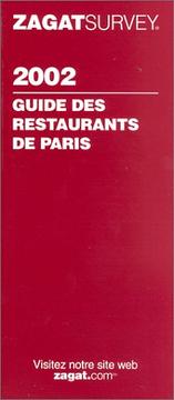 Cover of: Zagat Survey 2002 Paris Restaurants (French)