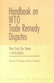Cover of: Handbook on Wto Trade Remedy Disputes: The First Six Years (1995-2000)