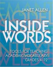 Cover of: Inside Words: Tools for Teaching Academic Vocabulary: Grades 4-12