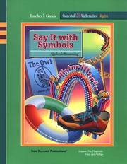 Cover of: Say It Symbols: Algebraic Reasoning (Connected Mathematics Series)