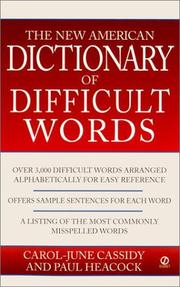 Cover of: The New American dictionary of difficult words