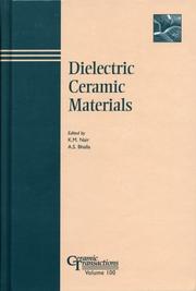 Cover of: Dielectric Ceramic Materials (Ceramic Transaction Series, Vol. 100) (Ceramic Transactions Series)
