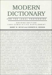 Cover of: Modern Dictionary for the Legal Profession: 1998 Cumulative Supplement