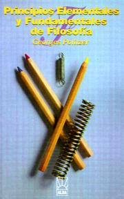 Cover of: Principios elementales y fundamentales de filosofía by Georges Politzer