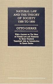 Cover of: Natural Law and the Theory of Society, 1500 to 1800