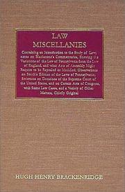 Cover of: Law Miscellanies | Hugh Henry Brackenridge