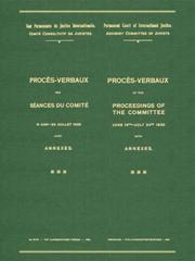Cover of: Proces-Verbaux of the Proceedings of the Committee June 16th-July 24th 1920: With Annexes