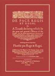 Cover of: De Pace Regis Et Regni, Viz