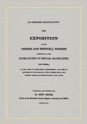 Cover of: De Verborum Significatione: The Exposition of the Termes and Difficill Wordes, Conteined in The...