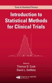 Cover of: Introduction to Statistical Methods for Clinical Trials (Texts in Statistical Science) by Thomas D. Cook, David L DeMets