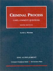 Cover of: Supplement to Criminal Process | Lloyd L. Weinreb