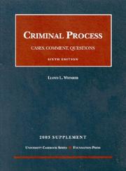 Cover of: 2003 Supplement to Criminal Process