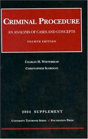 Cover of: 2004 Supplement to Criminal Procedure