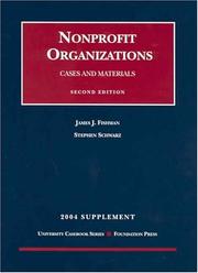 Cover of: Cases and Materials on Nonprofit Organizations, 2004 Supplement