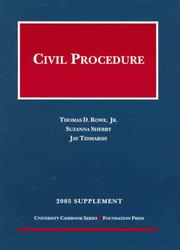Cover of: Civil Procedure 2005 Supplement | Jay Tidmarsh