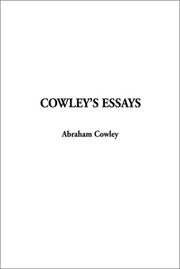 Cover of: Cowley's Essays by Abraham Cowley