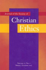 Cover of: Journal of the Society of Christian Ethics by Christine E. Gudorf