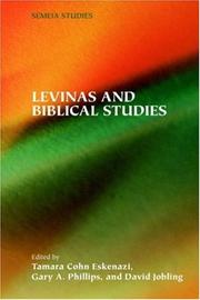 Cover of: Levinas and Biblical Studies (Society of Biblical Literature Semeia Studies)