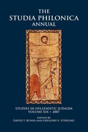 Cover of: The Studia Philonica Annual, XIX, 2007 by David T. Runia, Gregory E. Sterling