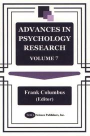 Cover of: Advances in Psychology Research, Vol. 7