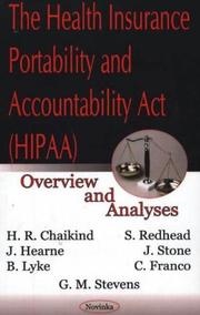 Cover of: The Health Insurance Portability and Accountability Act (HIPAA) | Jean Hearne