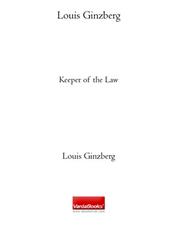 Cover of: Louis Ginzberg by Louis Ginzberg
