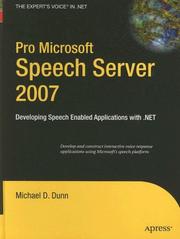 Cover of: Pro Microsoft Speech Server 2007: Developing Speech Enabled Applications with .NET (Pro)