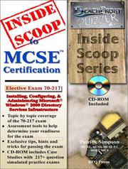 Cover of: InsideScoop to MCP/MCSE Certification: Windows 2000 Directory Services Infrastructure Exam 70-217 (With CD-ROM Exam) (InsideScoop)