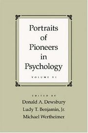 Cover of: Portraits of Pioneers in Psychology (Portraits of Pioneers in Psychology (Hardcover APA))