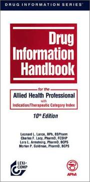 Cover of: Drug Information Handbook for the Allied Health Professional | Lance