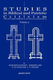 Cover of: Studies in Biblical and Patristic Criticism: or Studia Biblica et Ecclesiastica , Vol. 5 of 5