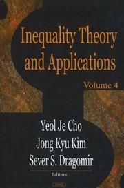 Cover of: Inequality Theory And Applications | Yeol Je Cho