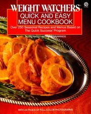 Cover of: Weight Watchers Quick and Easy Menu Cookbook (Plume)