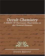 Cover of: Occult Chemistry