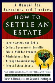 Cover of: How to settle an estate by Charles Plotnick