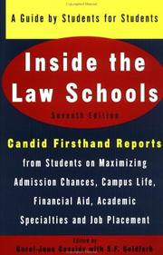 Cover of: Inside the law schools by Carol-June Cassidy, Sally F. Goldfarb