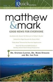 Cover of: QUICKNOTES COMMENTARY VOL 8 MATTHEW MARK (Bible Reference Library) by Christopher D. Hudson
