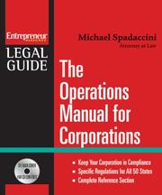 Cover of: The Operations Manual for Corporations (Entrepreneur Magazine's Legal Guide)