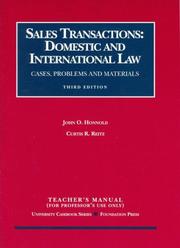 Cover of: Sales Transactions: Domestic and International Law: Cases, Problems, and Materials (University Casebook)