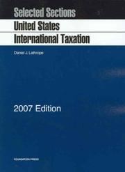 Cover of: Selected Sections on United States International Taxation