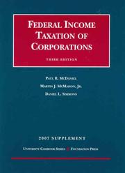 Cover of: Federal Income Taxation of Corporations, 3d Edition, 2007 Supplement (University Casebook Series)