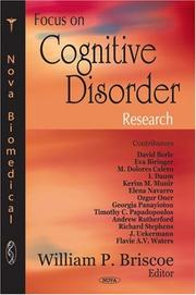 Cover of: Focus on Cognitive Disorder Research | William P. Briscoe