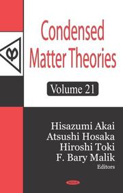 Cover of: Condensed Matter Theories by Hisazumi Akai, Hisazumi Akai