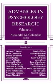 Cover of: Advances in Psychology Research (Volume 51)