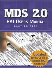 Cover of: MDS 2.0 RAI User's Manual 2007