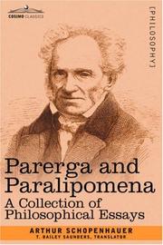 Cover of: PARERGA AND PARALIPOMENA by Arthur Schopenhauer