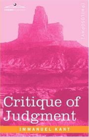 Cover of: Critique of Judgment by Immanuel Kant