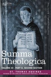 Cover of: Summa Theologica, Volume 3 (Part II, Second Section) by Thomas Aquinas